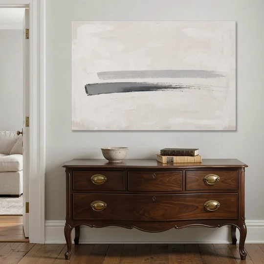 Modern Office Wall Decor with One Graphite Stroke - Canvas Wall Art - Coffee Table - 60x40
