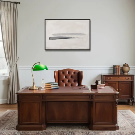 Modern Office Wall Decor with One Graphite Stroke - Black Framed Canvas Wall Art - Office - 36x24