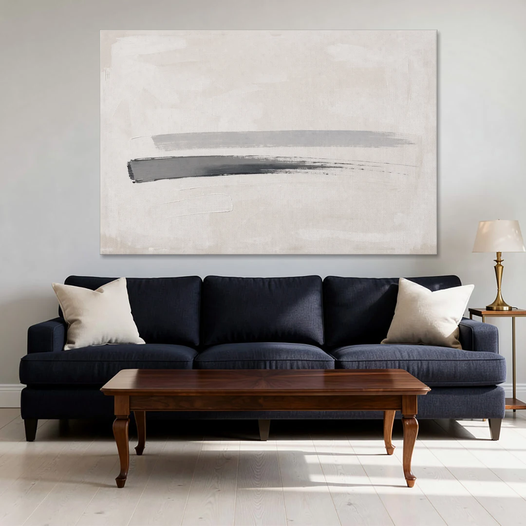 Modern Office Wall Decor with One Graphite Stroke - Canvas Wall Art - Sofa - 60x40
