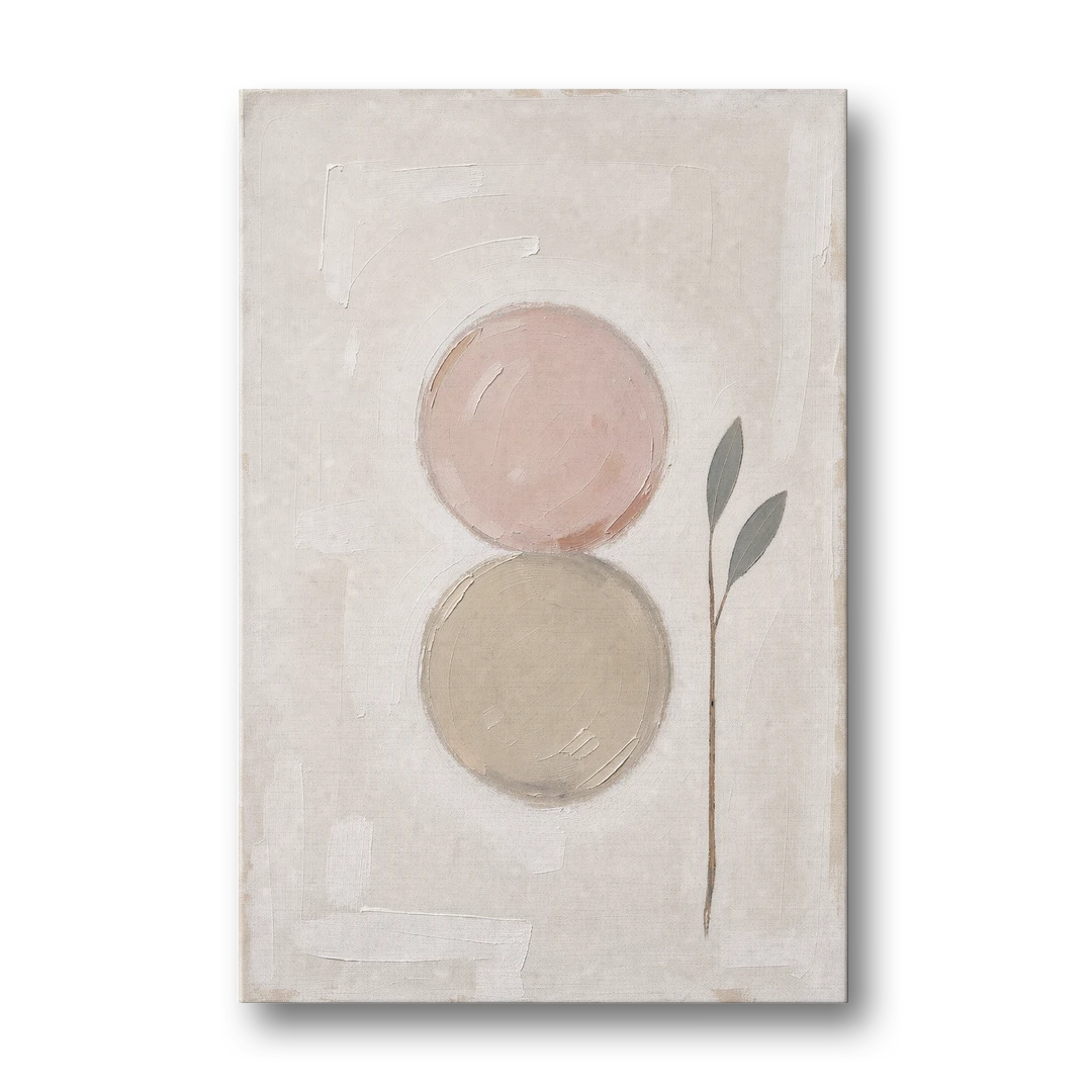 Modern Organic Wall Art with Blush and Clay Circles - Canvas Wall Art - Front