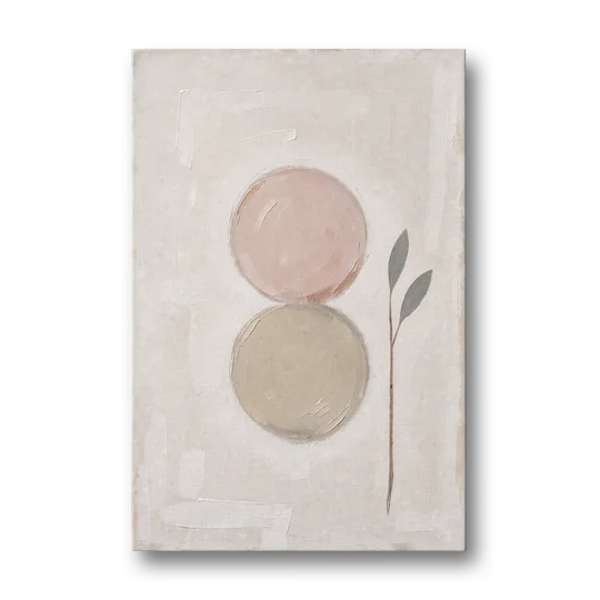 Modern Organic Wall Art with Blush and Clay Circles - Canvas Wall Art - Front