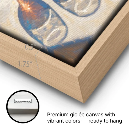 Modern Rosé Shadows in Midday Sun for the Dining Room - Oak Framed Canvas Wall Art - Gallery Wrap Corner