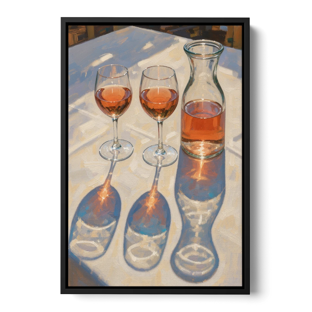 Modern Rosé Shadows in Midday Sun for the Dining Room - Black Framed Canvas Wall Art - Front