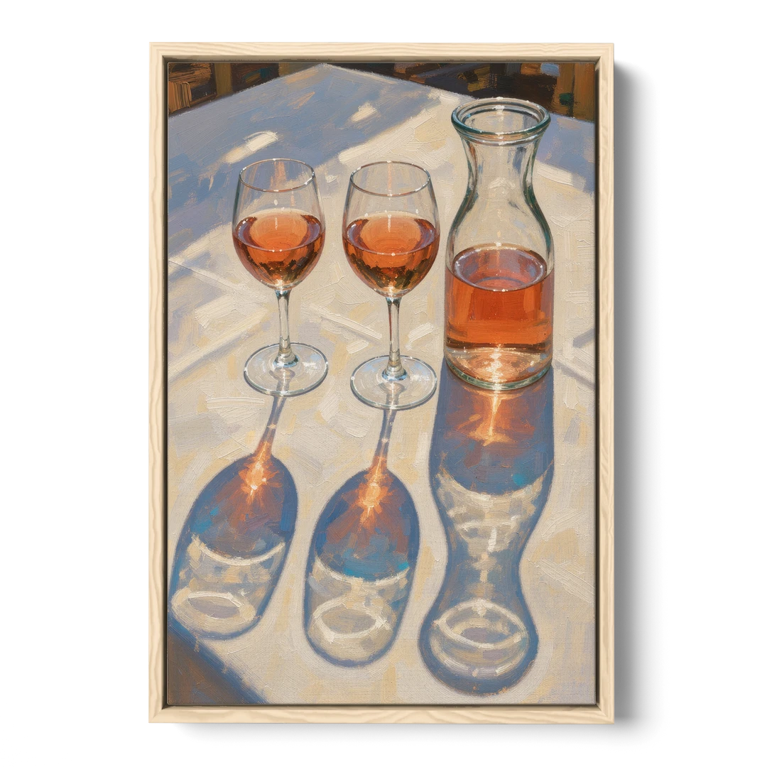 Modern Rosé Shadows in Midday Sun for the Dining Room - Oak Framed Canvas Wall Art - Front