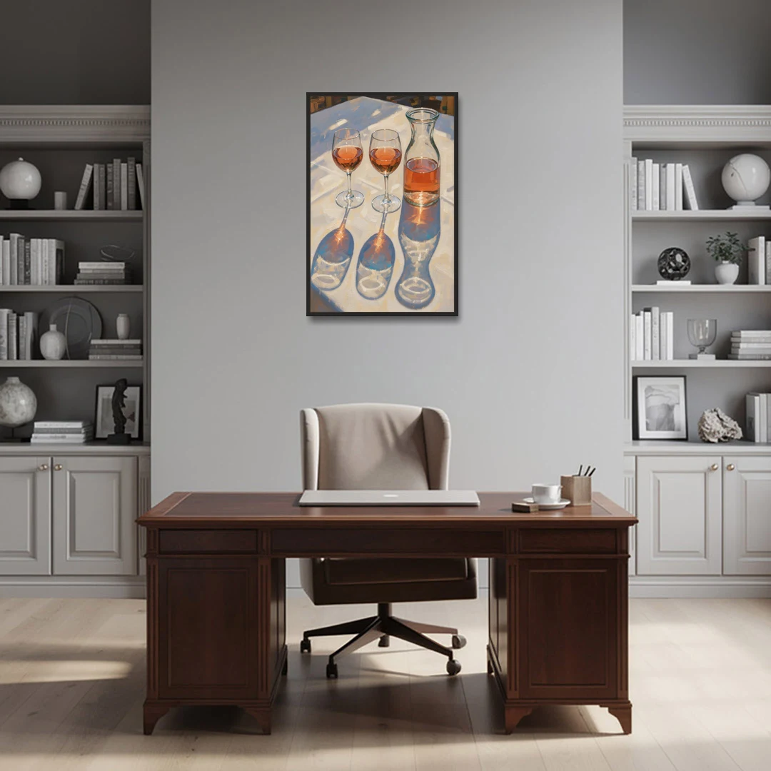 Modern Rosé Shadows in Midday Sun for the Dining Room - Black Framed Canvas Wall Art - Office - 24x36