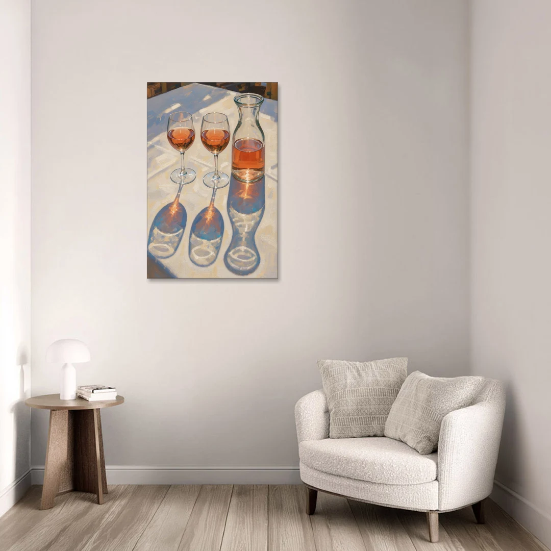 Modern Rosé Shadows in Midday Sun for the Dining Room - Canvas Wall Art - Sofa - 24x36