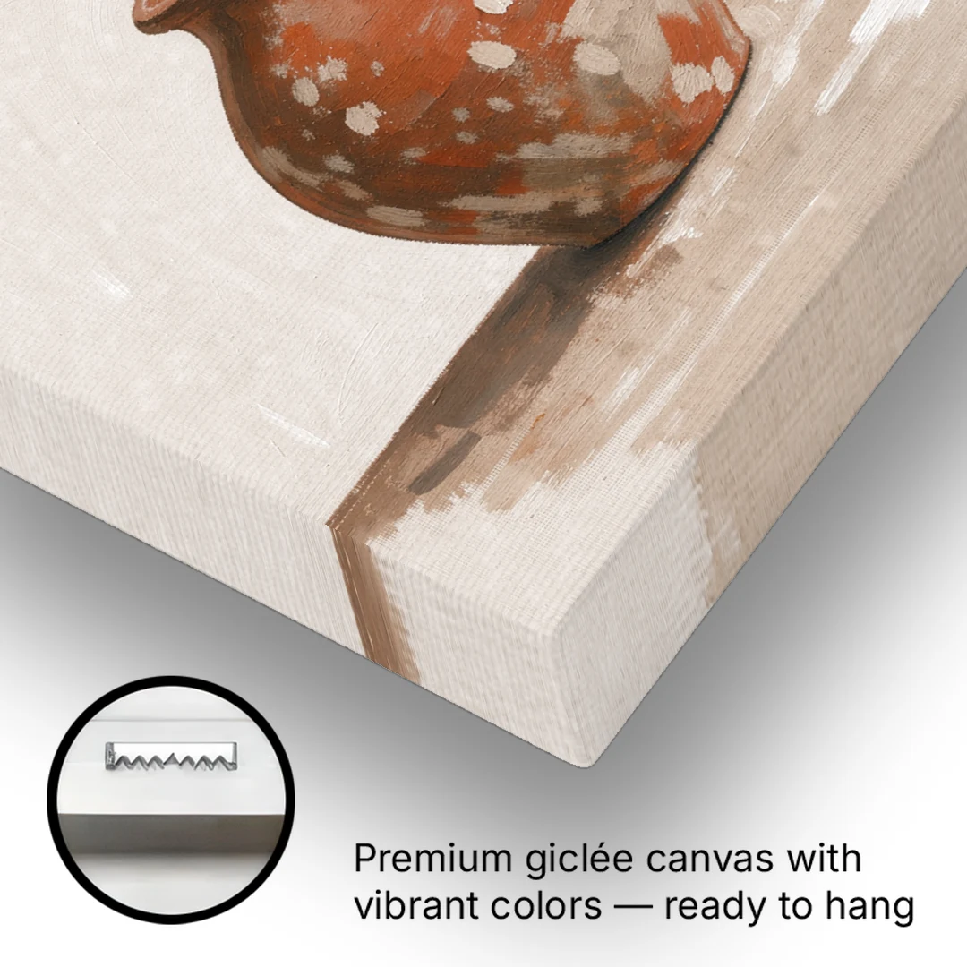 Modern Rustic Wall Art with Cotton in a Jug - Canvas Wall Art - Gallery Wrap Corner