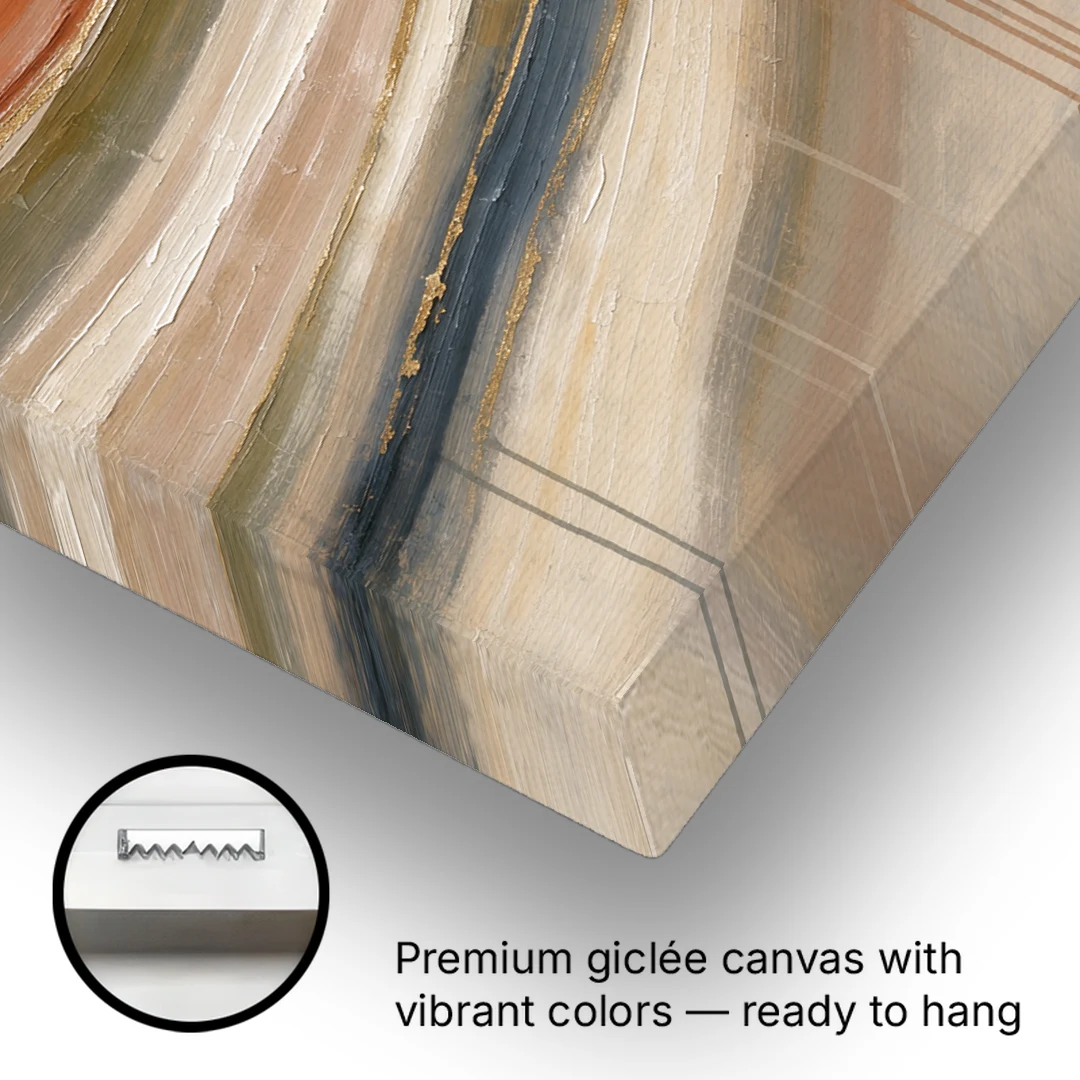 Modern Sandstone Strata with Gold Seams for the Bathroom - Canvas Wall Art - Gallery Wrap Corner