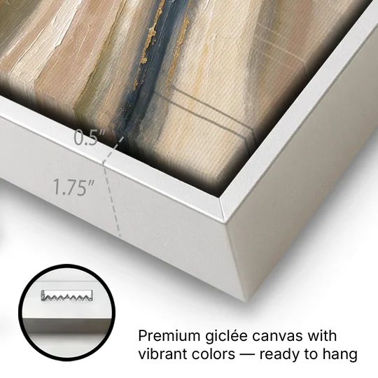Modern Sandstone Strata with Gold Seams for the Bathroom - White Framed Canvas Wall Art - Gallery Wrap Corner