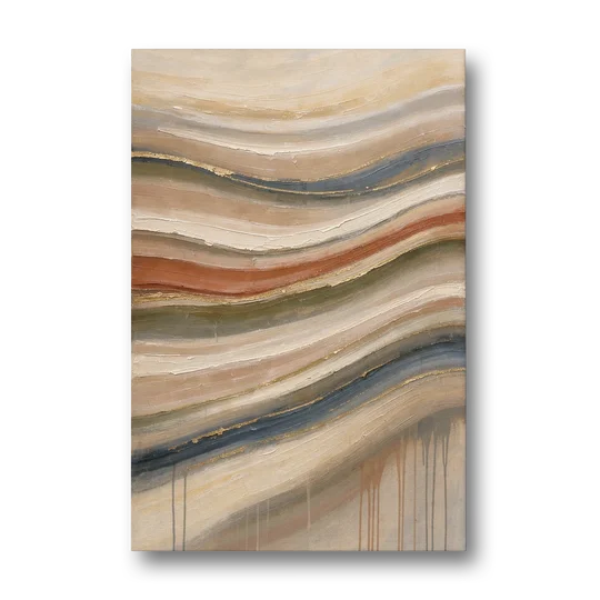 Modern Sandstone Strata with Gold Seams for the Bathroom - Canvas Wall Art - Front