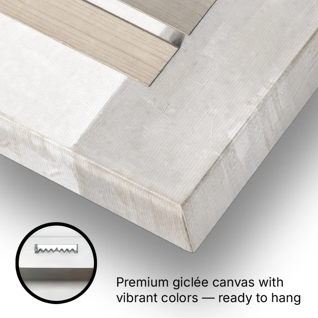 Modern Scandinavian Wall Art of Three Wooden Slats - Canvas Wall Art - Gallery Wrap Corner