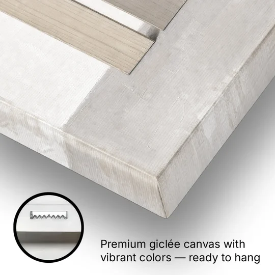 Modern Scandinavian Wall Art of Three Wooden Slats - Canvas Wall Art - Gallery Wrap Corner