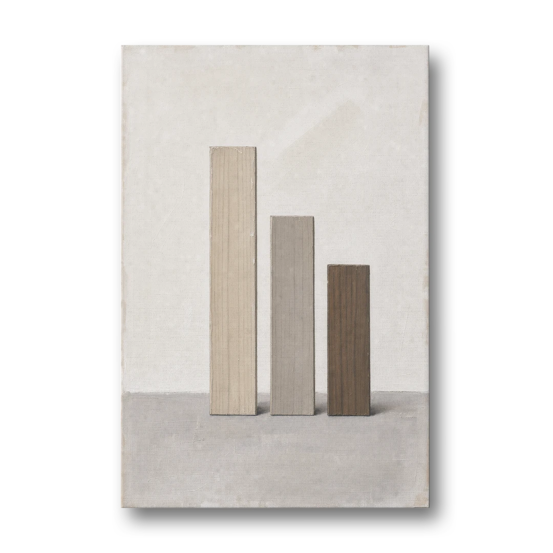 Modern Scandinavian Wall Art of Three Wooden Slats - Canvas Wall Art - Front