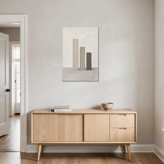 Modern Scandinavian Wall Art of Three Wooden Slats - Canvas Wall Art - Coffee Table - 24x36