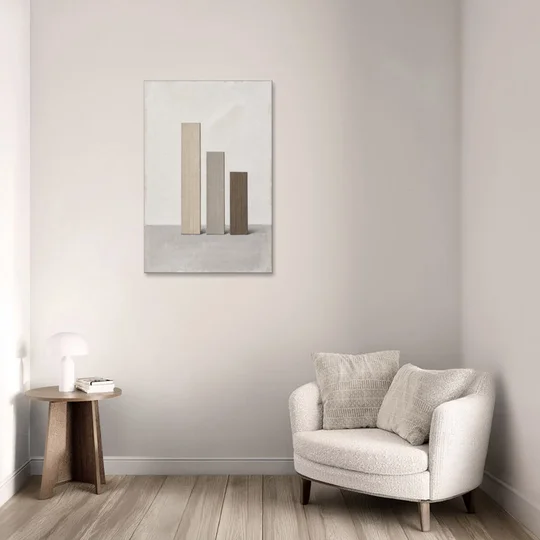 Modern Scandinavian Wall Art of Three Wooden Slats - Canvas Wall Art - Sofa - 24x36