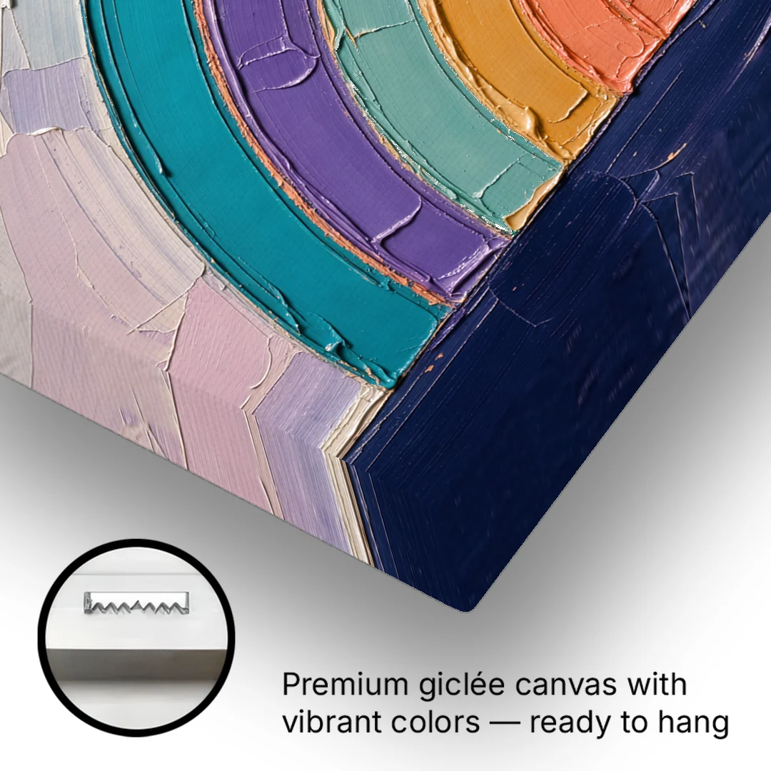 Modern Teal Abstract Nested Arches - Canvas Wall Art - Gallery Wrap Corner