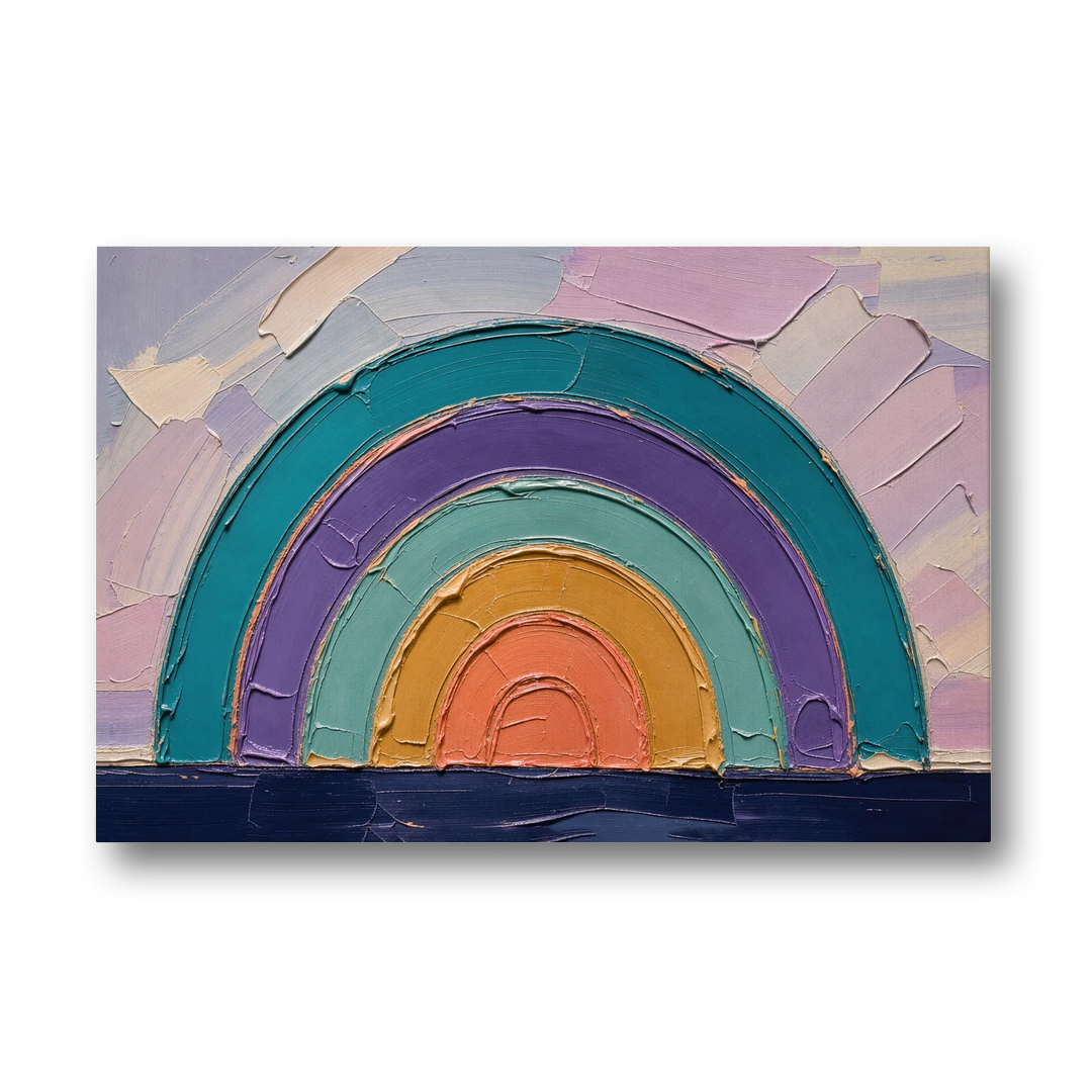 Modern Teal Abstract Nested Arches - Canvas Wall Art - Front