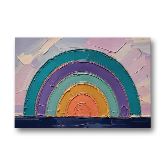 Modern Teal Abstract Nested Arches - Canvas Wall Art - Front