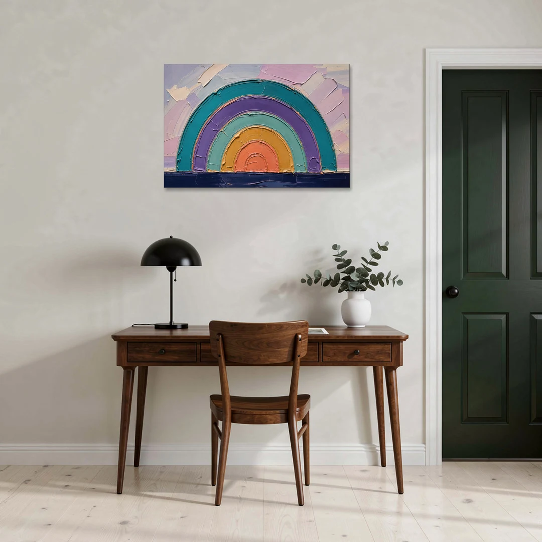 Modern Teal Abstract Nested Arches - Canvas Wall Art - Office - 36x24