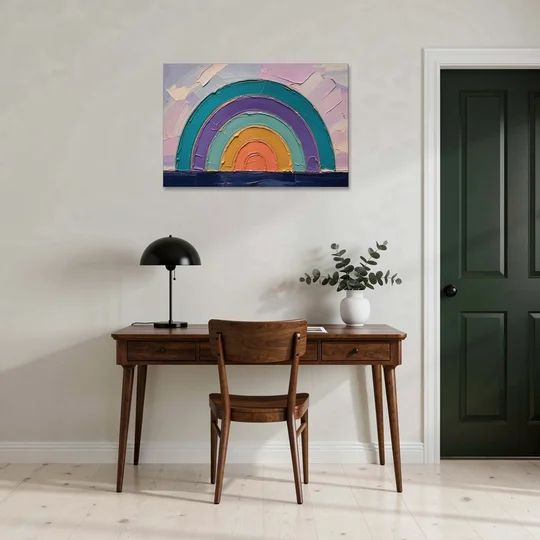Modern Teal Abstract Nested Arches - Canvas Wall Art - Office - 36x24