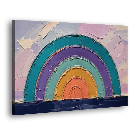 Modern Teal Abstract Nested Arches - Canvas Wall Art - Side