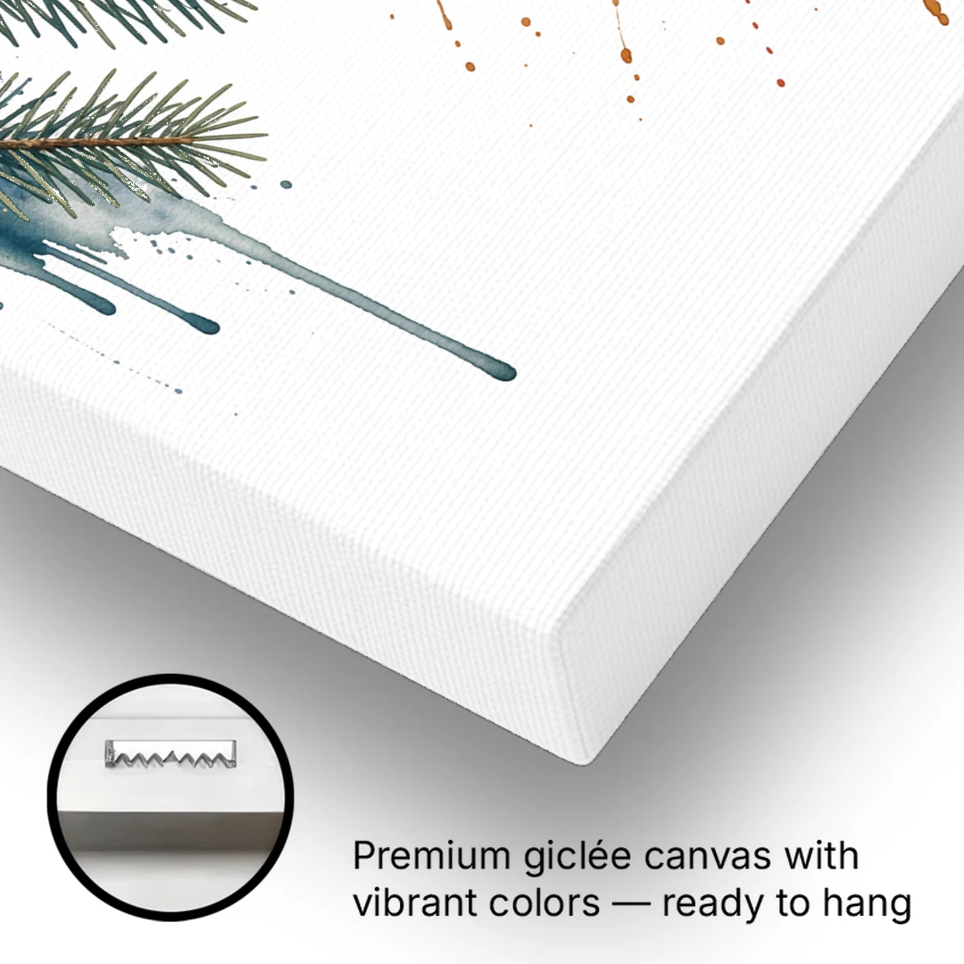 Monarch Butterfly Canvas of a Winter Fir Cluster - Canvas Wall Art - Gallery Wrap Corner