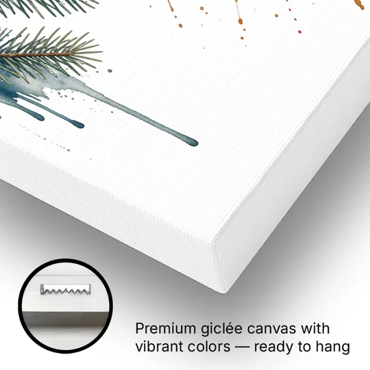 Monarch Butterfly Canvas of a Winter Fir Cluster - Canvas Wall Art - Gallery Wrap Corner