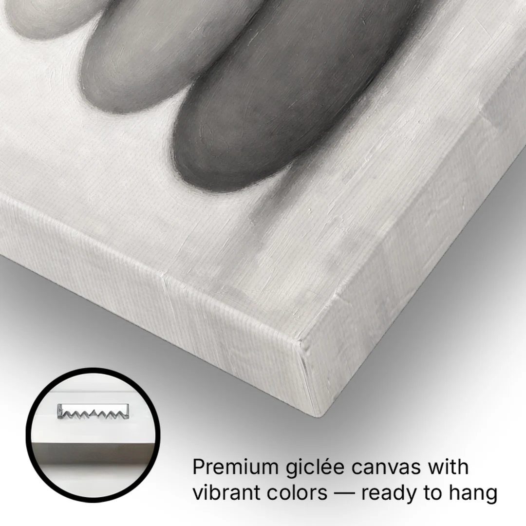 Monochrome Abstract Painting of Stacked Ovals - Canvas Wall Art - Gallery Wrap Corner
