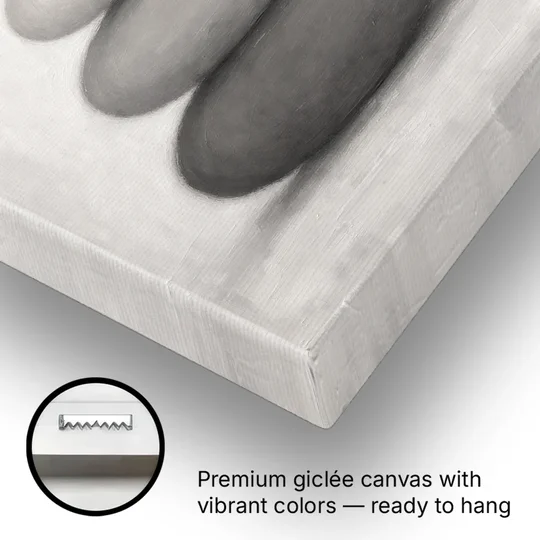 Monochrome Abstract Painting of Stacked Ovals - Canvas Wall Art - Gallery Wrap Corner
