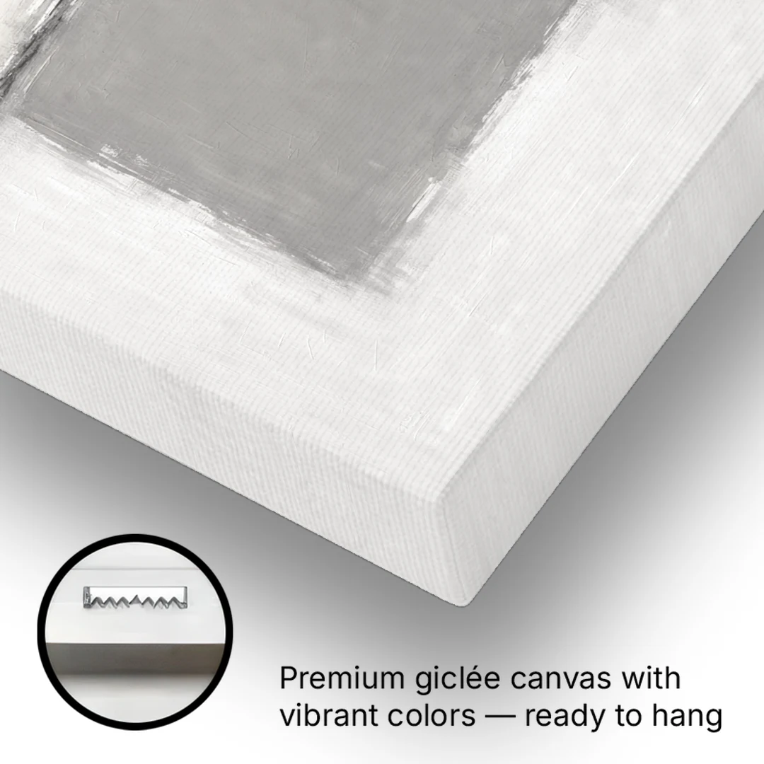 Monochrome Abstract Wall Art with a Charcoal Seam - Canvas Wall Art - Gallery Wrap Corner