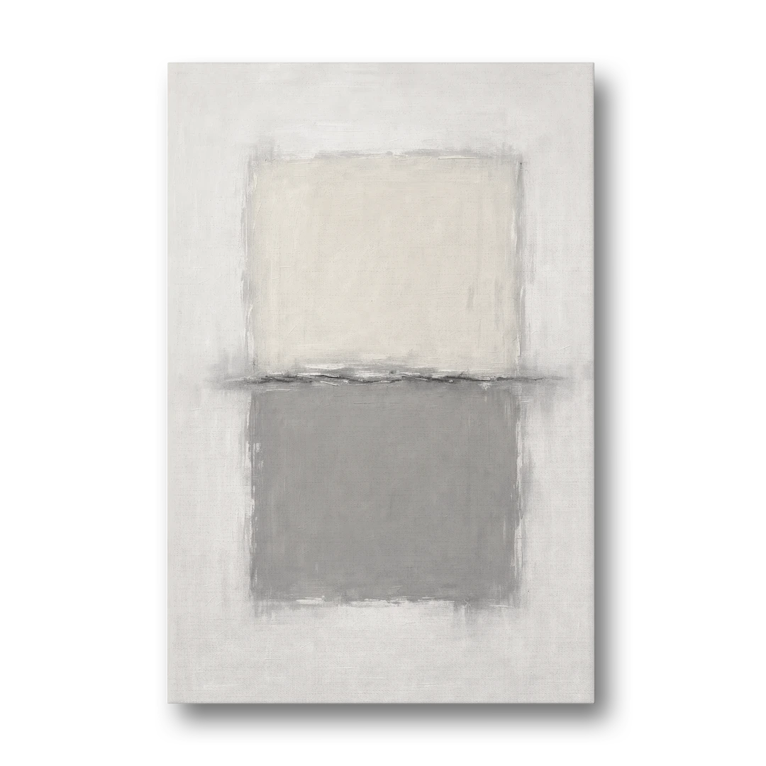 Monochrome Abstract Wall Art with a Charcoal Seam - Canvas Wall Art - Front