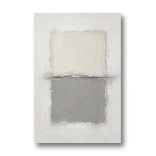 Monochrome Abstract Wall Art with a Charcoal Seam - Canvas Wall Art - Front