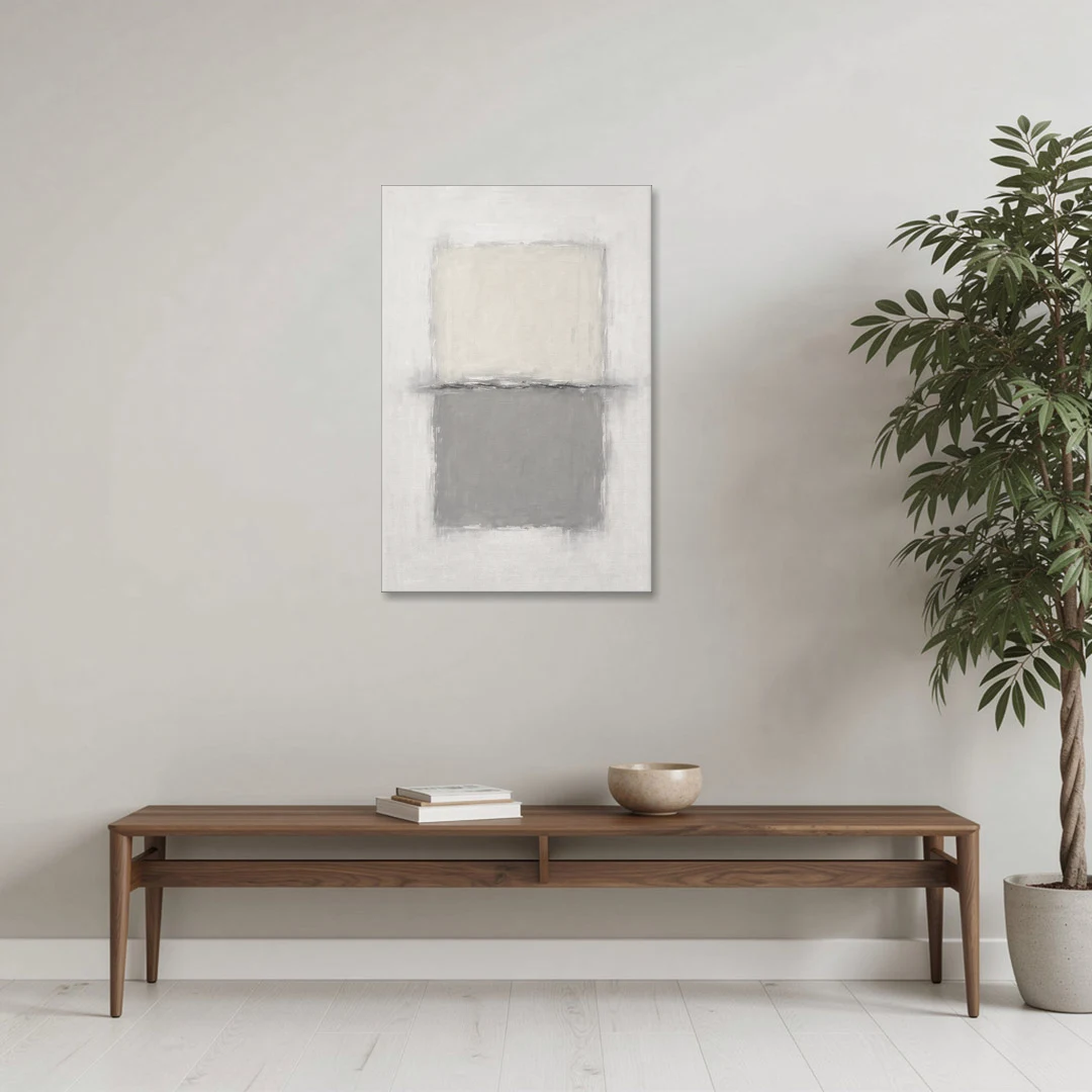 Monochrome Abstract Wall Art with a Charcoal Seam - Canvas Wall Art - Coffee Table - 24x36