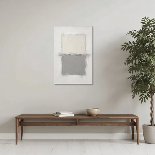 Monochrome Abstract Wall Art with a Charcoal Seam - Canvas Wall Art - Coffee Table - 24x36