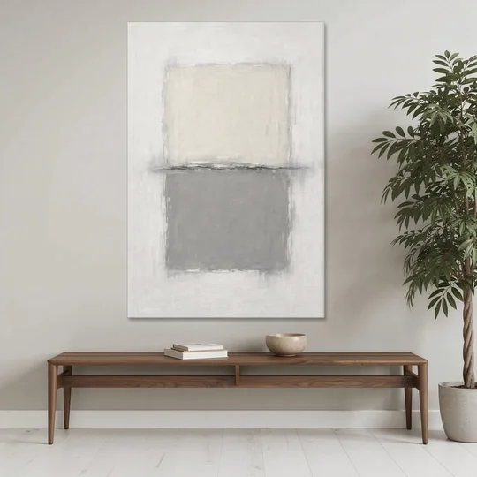 Monochrome Abstract Wall Art with a Charcoal Seam - Canvas Wall Art - Coffee Table - 40x60