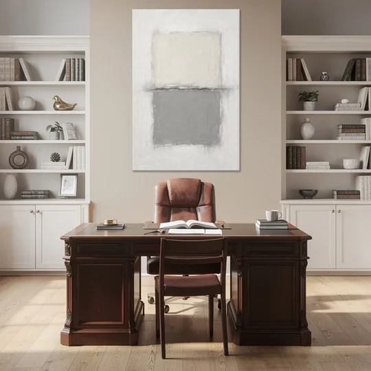 Monochrome Abstract Wall Art with a Charcoal Seam - Canvas Wall Art - Office - 40x60