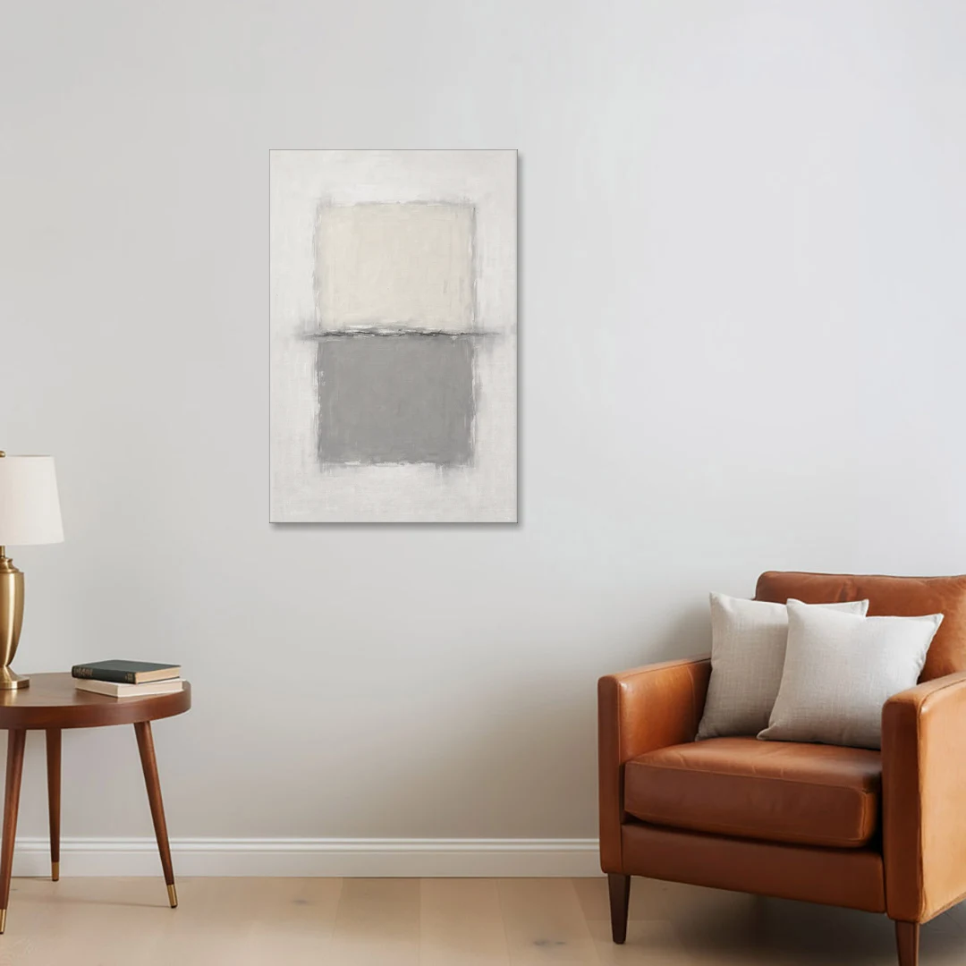 Monochrome Abstract Wall Art with a Charcoal Seam - Canvas Wall Art - Sofa - 24x36