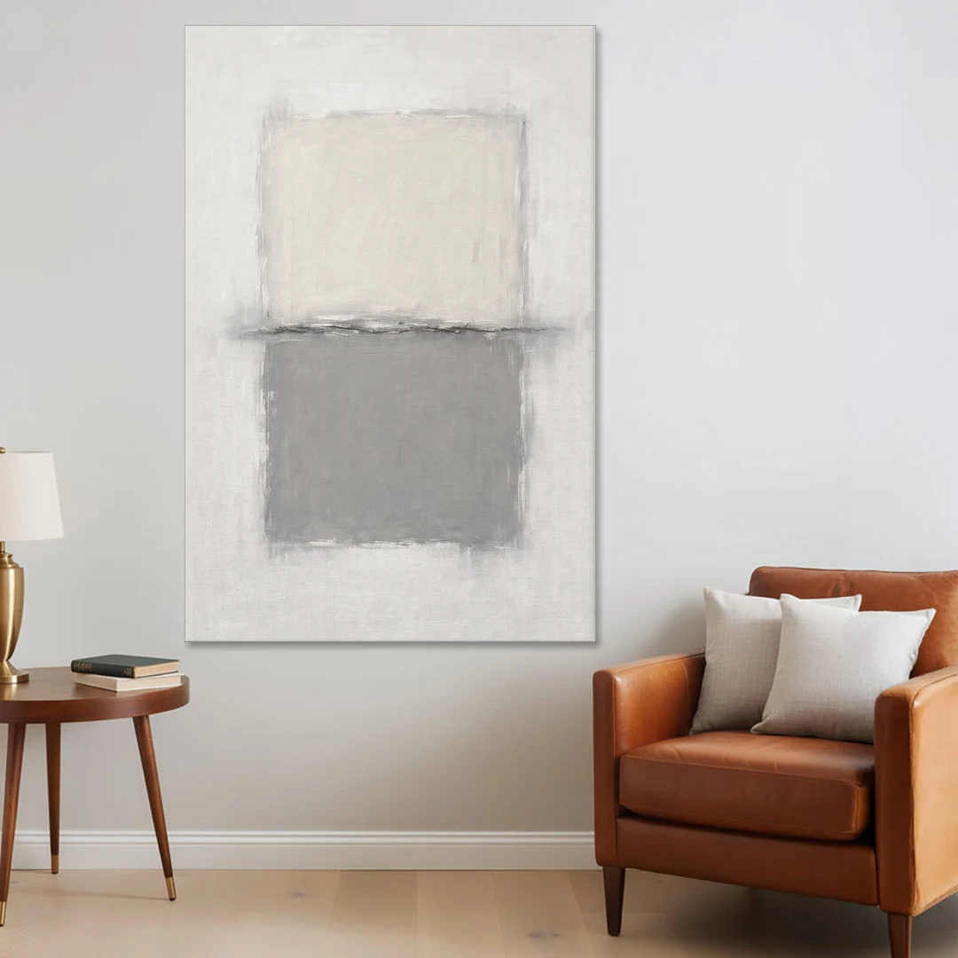 Monochrome Abstract Wall Art with a Charcoal Seam - Canvas Wall Art - Sofa - 40x60