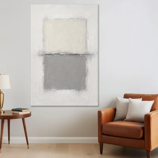 Monochrome Abstract Wall Art with a Charcoal Seam - Canvas Wall Art - Sofa - 40x60