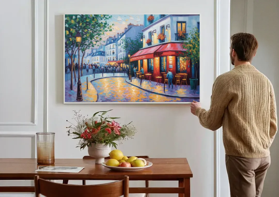 Montmartre Moments canvas wall art above a dining table
