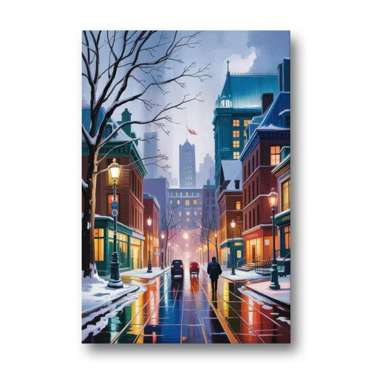 Montreal City in Winter - Canvas Wall Art - Front