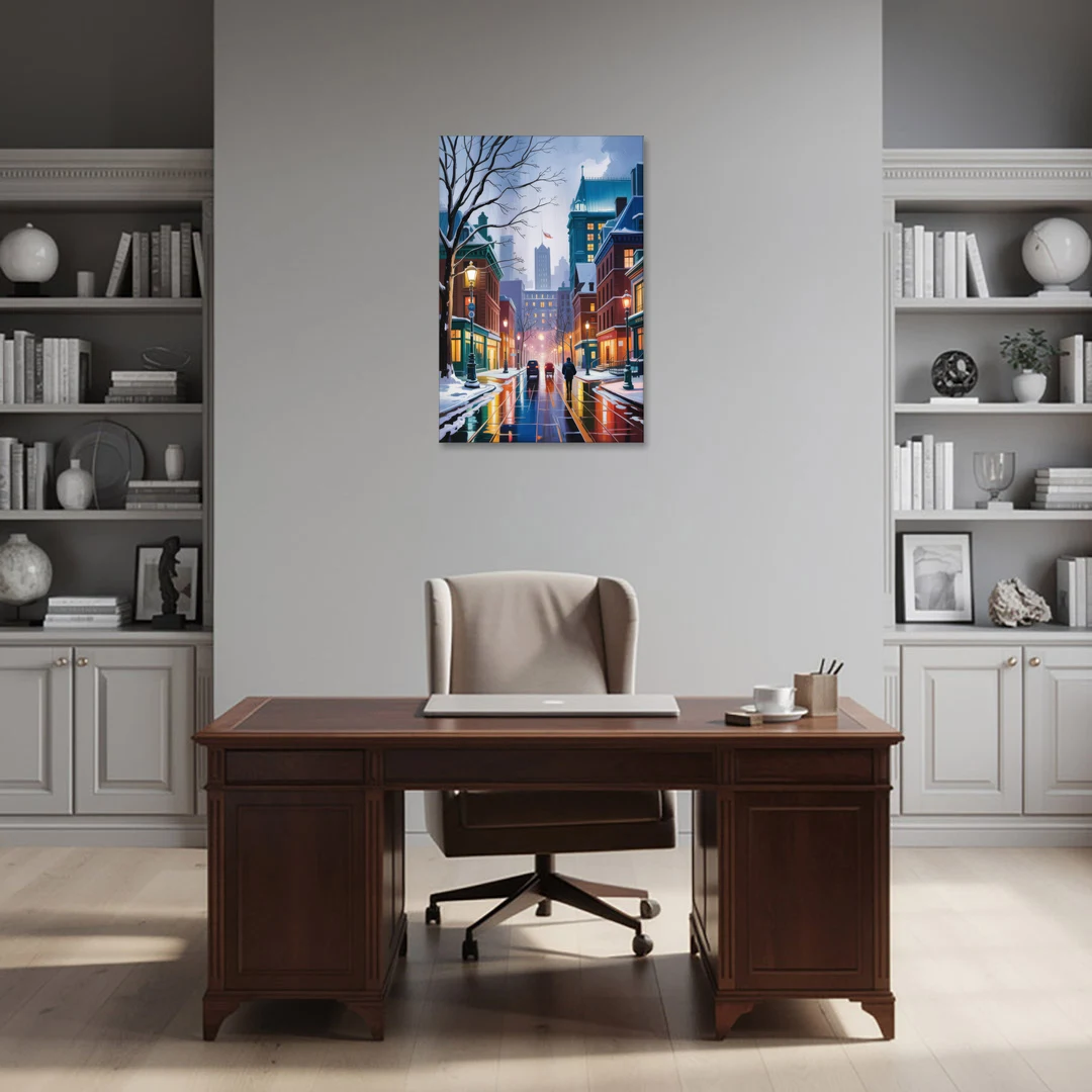 Montreal City in Winter - Canvas Wall Art - Office - 24x36