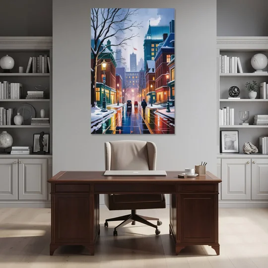 Montreal City in Winter - Canvas Wall Art - Office - 40x60