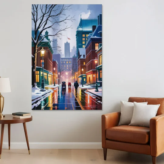 Montreal City in Winter - Canvas Wall Art - Sofa - 40x60