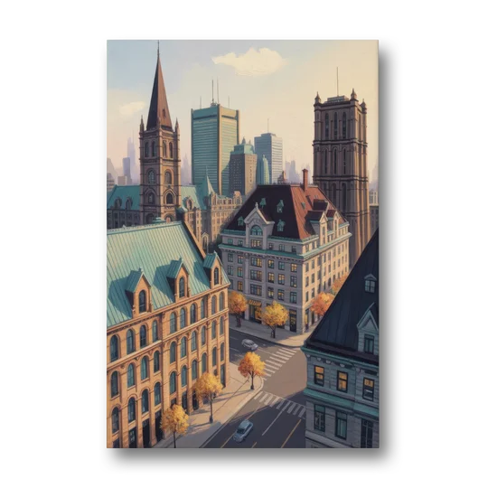 Montreal Historic Buildings - Canvas Wall Art - Front
