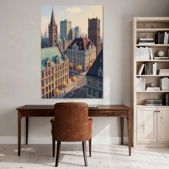 Montreal Historic Buildings - Canvas Wall Art - Office - 40x60