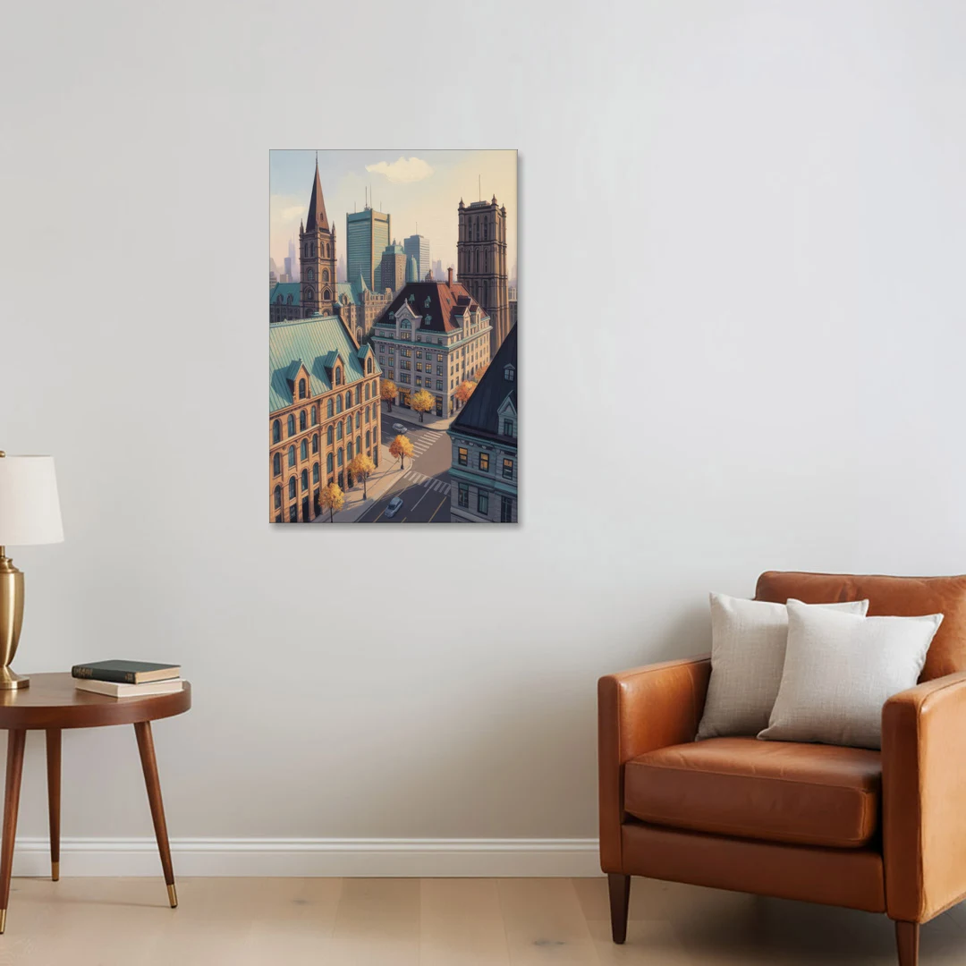 Montreal Historic Buildings - Canvas Wall Art - Sofa - 24x36