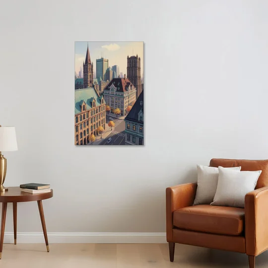 Montreal Historic Buildings - Canvas Wall Art - Sofa - 24x36