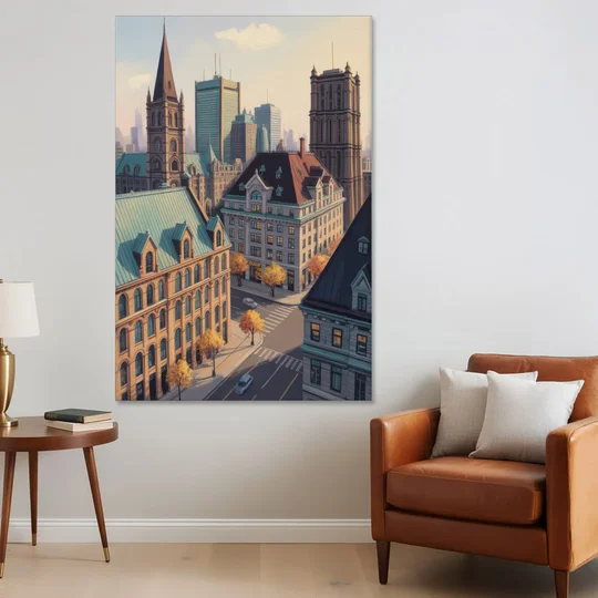Montreal Historic Buildings - Canvas Wall Art - Sofa - 40x60