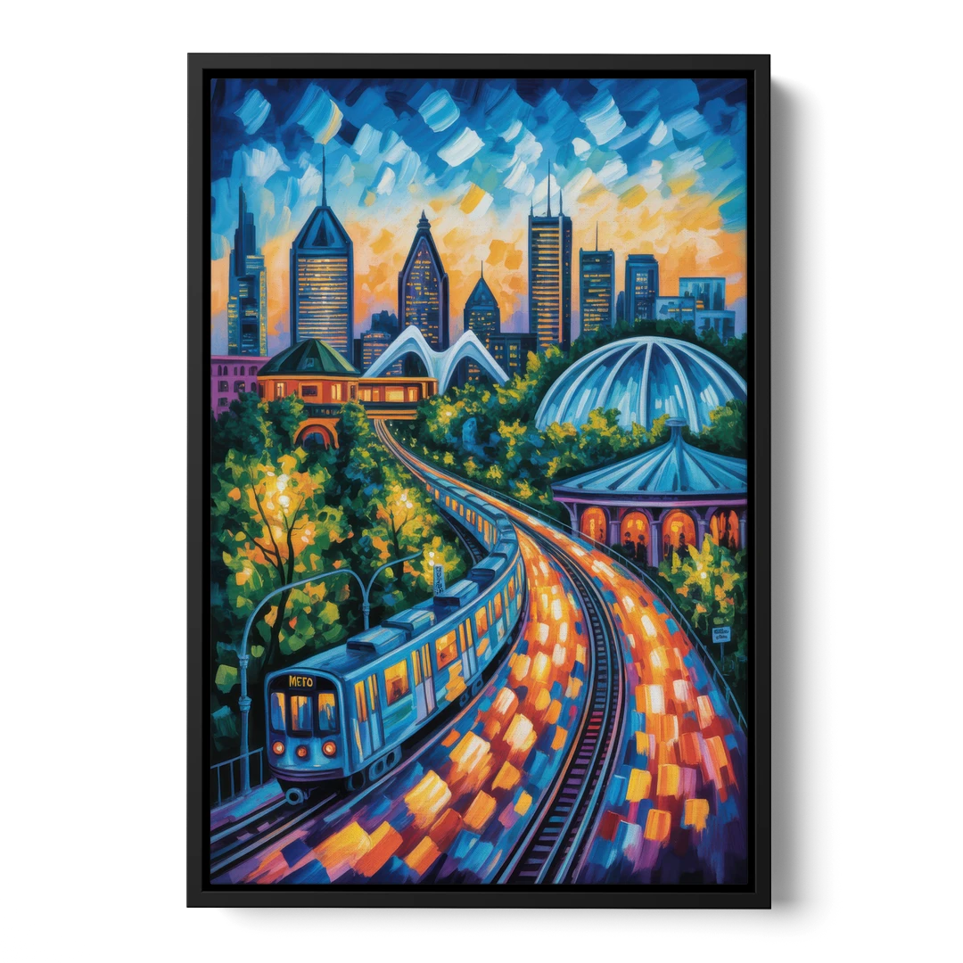 Montreal Metro Art - Black Framed Canvas Wall Art - Front